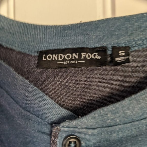 Men's small button Henly style tshirt blue - Picture 2 of 2